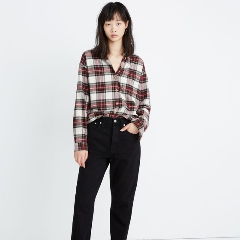 Madewell Flannel Shirt-Jacket in Tartan Plaid, Color Brushed Multi Plaid Size L